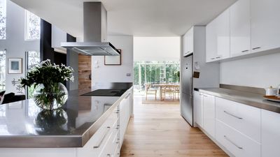 White and silver open air kitchen