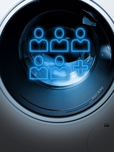 Kombinerede vaskemaskiner/tørretumblere med en kapacitet på 10 kg vasketøj, og 6 kg tøj, der skal tørres 