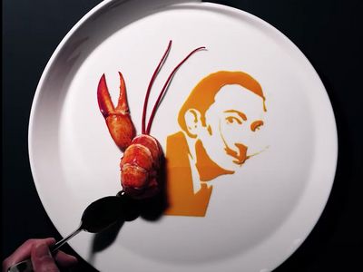 Art work on a plate with lobster