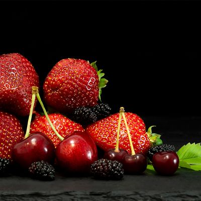 strawberries, cherries and blackberries