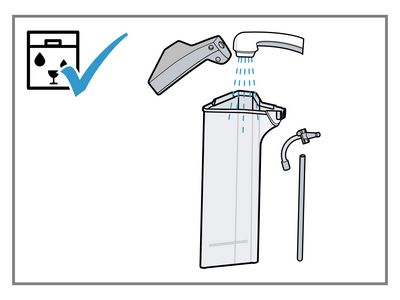 Siemens EQ700: Illustrasjon av rengjøring av melkebeholder 