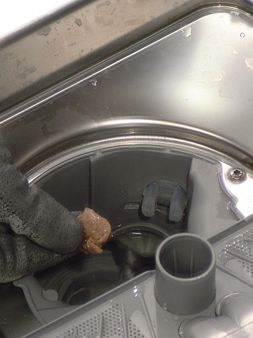 Siemens diskmaskin: kontrollera att det inte finns några främmande föremål eller rester i pumpen.
