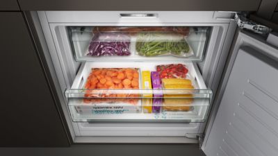 Éclairage LED spécial freezerLight dans un réfrigérateur Siemens