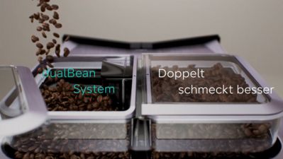Detailansicht des dualBean Systems des Siemens EQ900 Kaffeevollautomaten.
