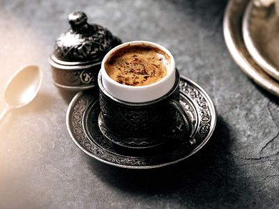 En svart kopp med turkiskt kaffe