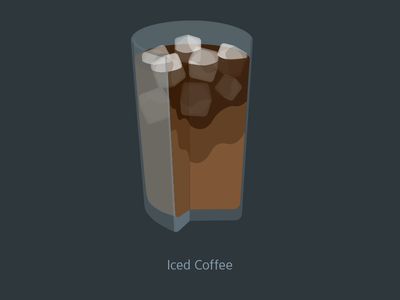 Querschnitt eines Iced Coffee in einem Glas