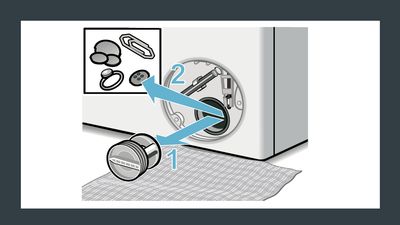 Ilustracja serwisu urządzeń gospodarstwa domowego marki Siemens, jak odblokować pompę, krok 4.