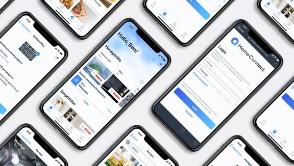 Distintos smartphones con imágenes de la app Home Connect