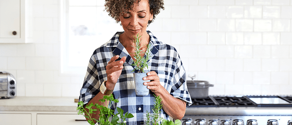 Image d'article sur le jardinage d'intérieur : une femme prenant soin de ses plantes