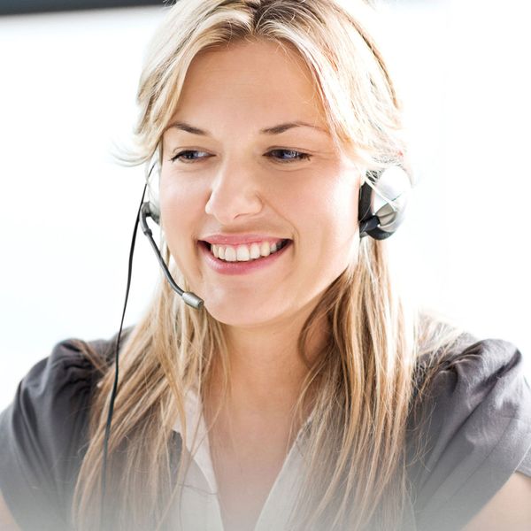 A woman with a headset