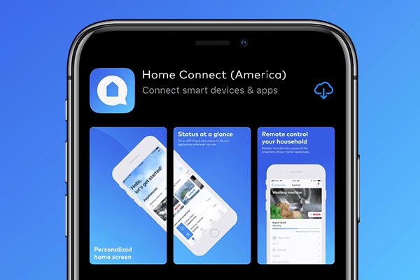 L'illustration symbolise le téléchargement de l'application Home Connect.