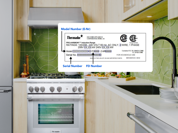 Model Number Sticker with Range Appliance