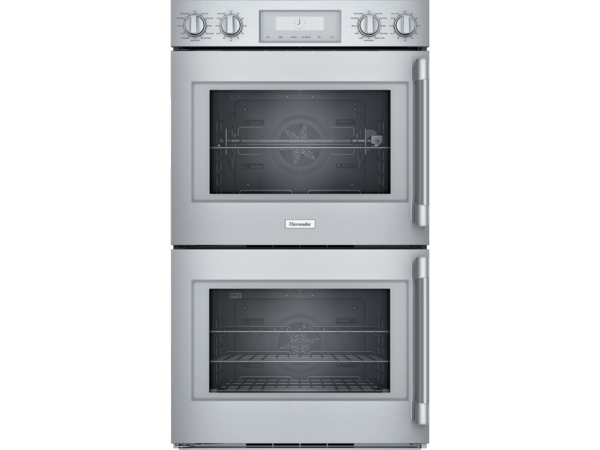 Thermador built-in double oven professional with steam rotisserie and right door opening