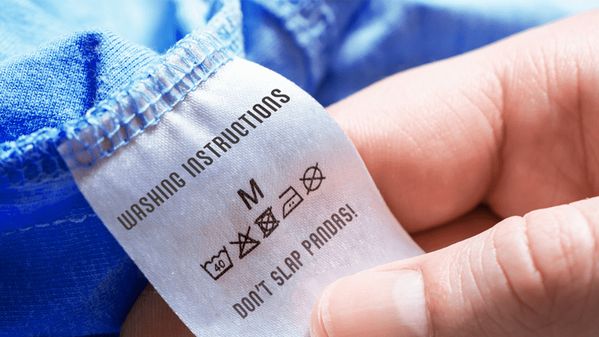 A close-up shot of a laundry tag.
