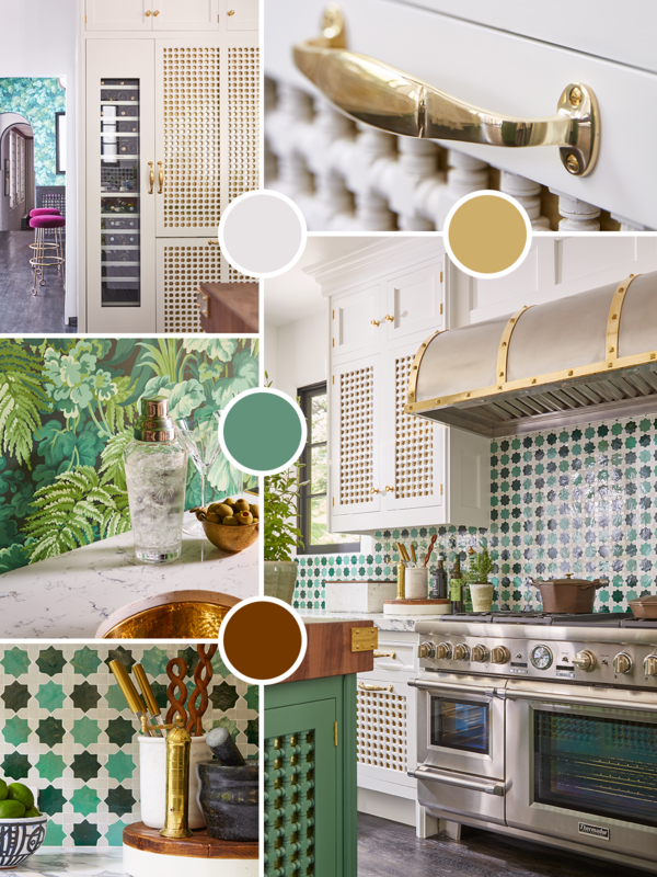 collage of thermador green inspiration kitchen