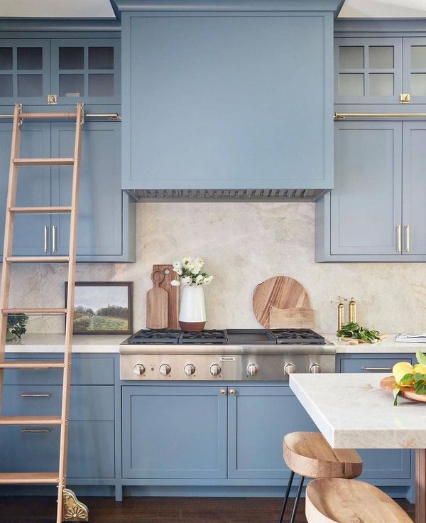 Blue Cabinets and ladder