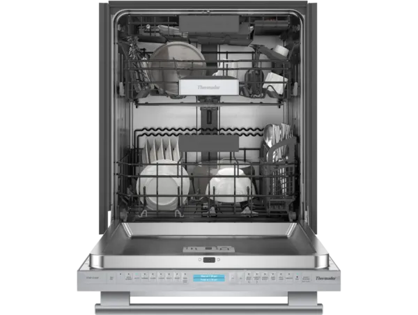 Thermador star sapphire stainless steel dishwasher with masterpiece handle