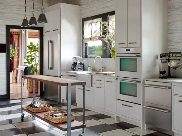 thermador bottom freezer refrigeration freestanding new york black white kitchen