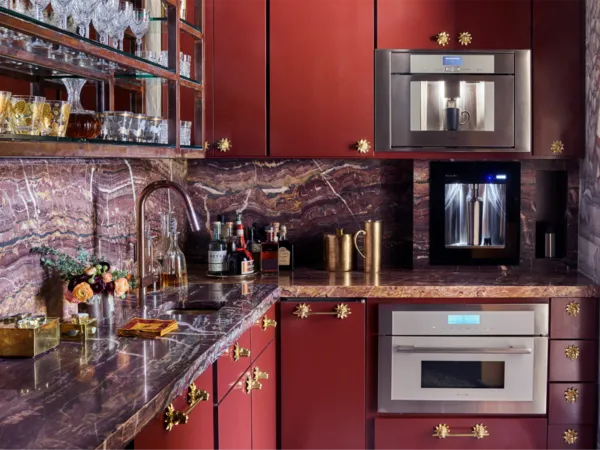 ancillary spaces coffee machine microwave in red bar station