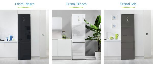 Nuevos frigoríficos combinados Serie Cristal en blanco, negro y gris