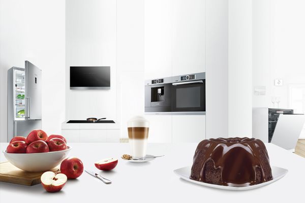 View into a connective kitchen which is equipped with Home Connect appliances