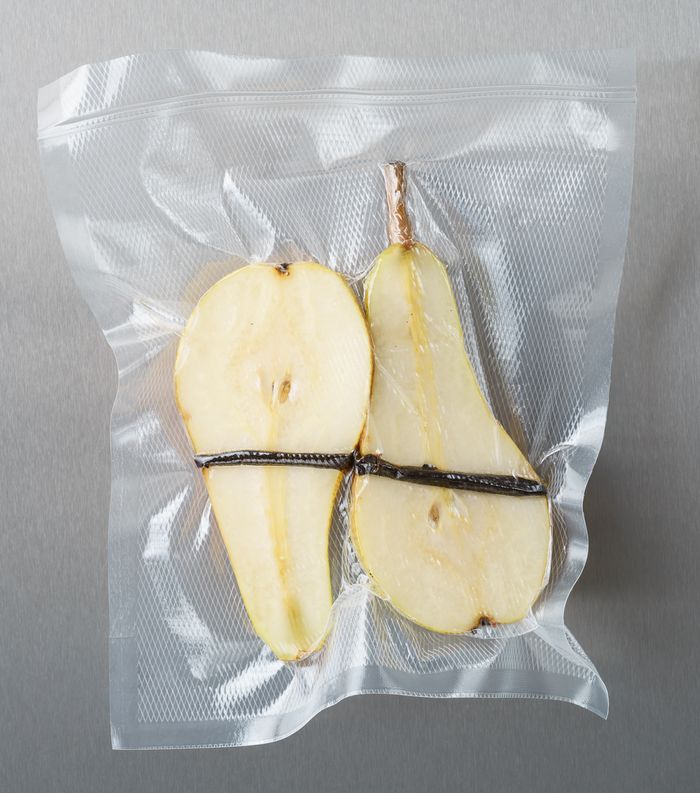 Pears in a vaccum bag