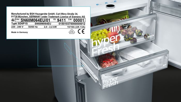 Siemens dishwasher - positioning of the type plate
