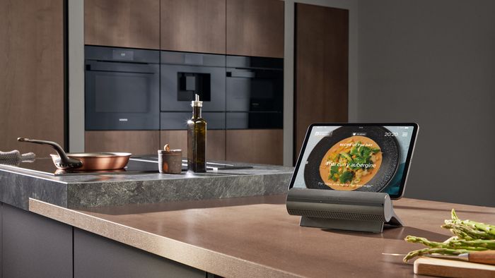 Smart Kitchen Dock with tablet on kitchen countertop