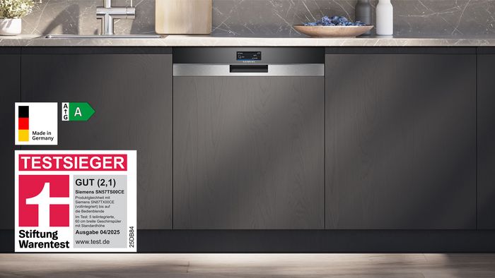 Siemens teilintegrierter Geschirrspüler SN57TS00CE eingebaut in einer Küchenzeile