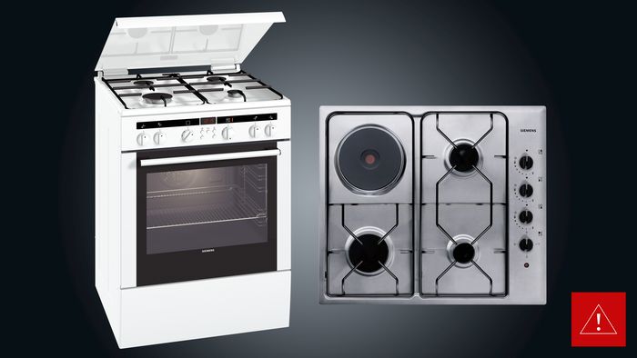 Owners of Siemens gas cookers and built-in cooktops from the production period January 2009 to October 2011 are asked to act immediately.
