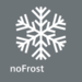 Icona bianca a forma di fiocco di neve con la scritta "noFrost" su sfondo grigio, che indica la tecnologia anti-brina.
