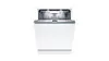 Fully integrated dishwasher with stainless steel interior and sleek white exterior design.