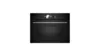 Black built-in oven with digital display and control panel.