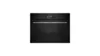 Black built-in oven with digital display and control panel.