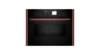 Black Neff microwave with a digital display and wooden accents.