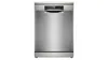Three dishwashers displayed together: a compact black model, a silver dishwasher, and a white one.