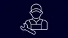 Techniker Icon weiß auf dunkelblauem Hintergrund