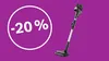 Bosch Akku-Staubsauger auf violettem Hintergrund. Links steht in einem weißen Kreis „-20 % im Warenkorb“.