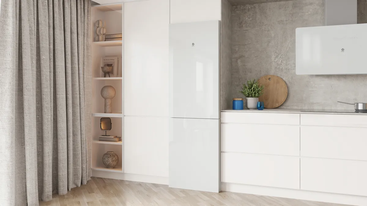 plano ladeado de cocina serie cristal blanco