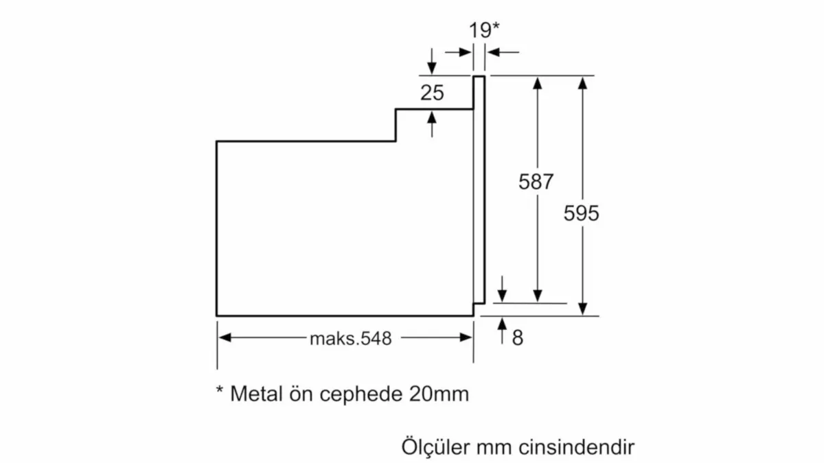 Yüzeysel bir nesne boyutunu milimetrelerdeki ölçümlerle gösteren teknik çizim.