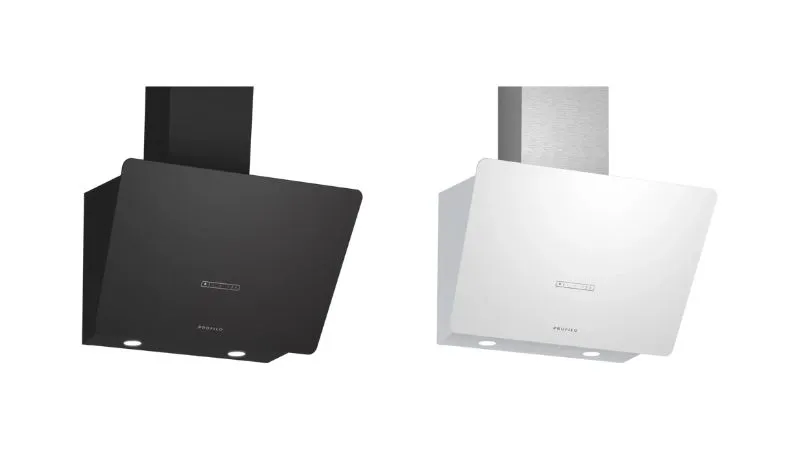 İki mutfak aralıkları, bir siyah ve bir beyaz, sleek modern tasarımları ile.