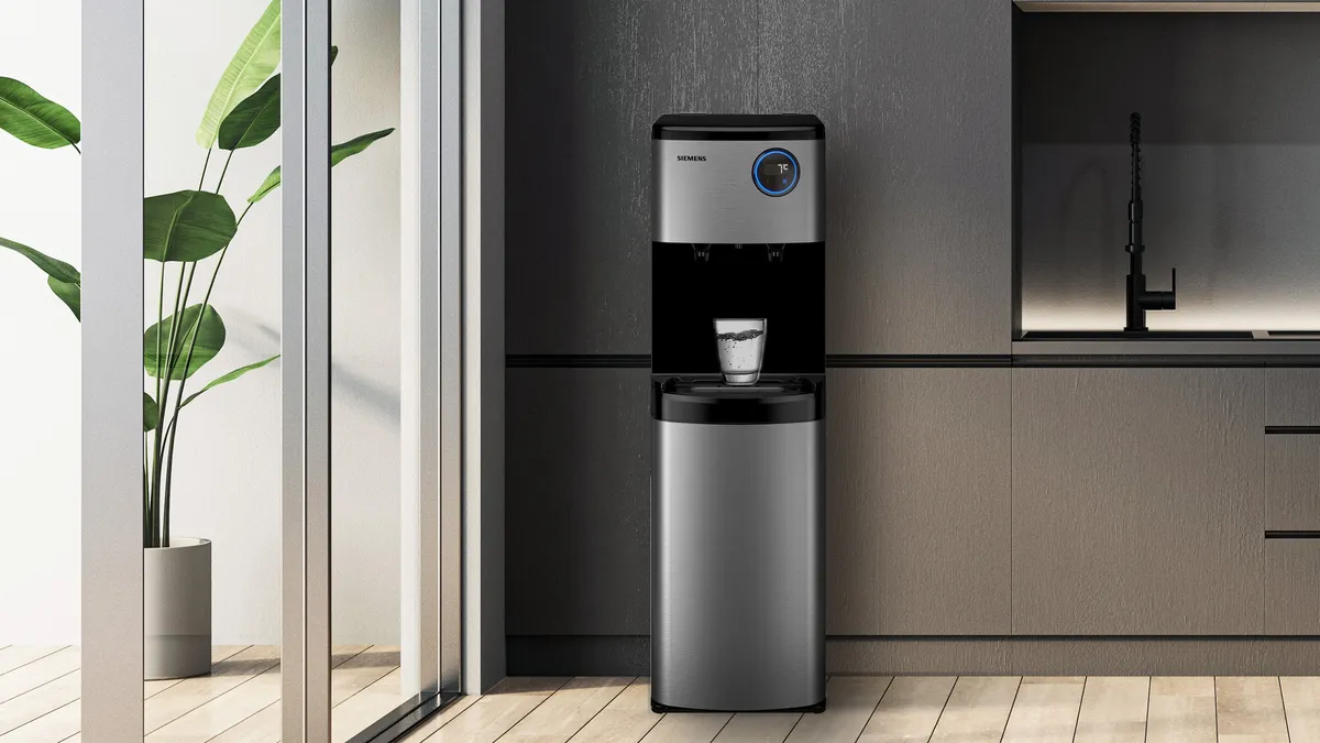 Modern mutfak sleek su depolayıcı, hurda bitki ve minimalist dekor ile.