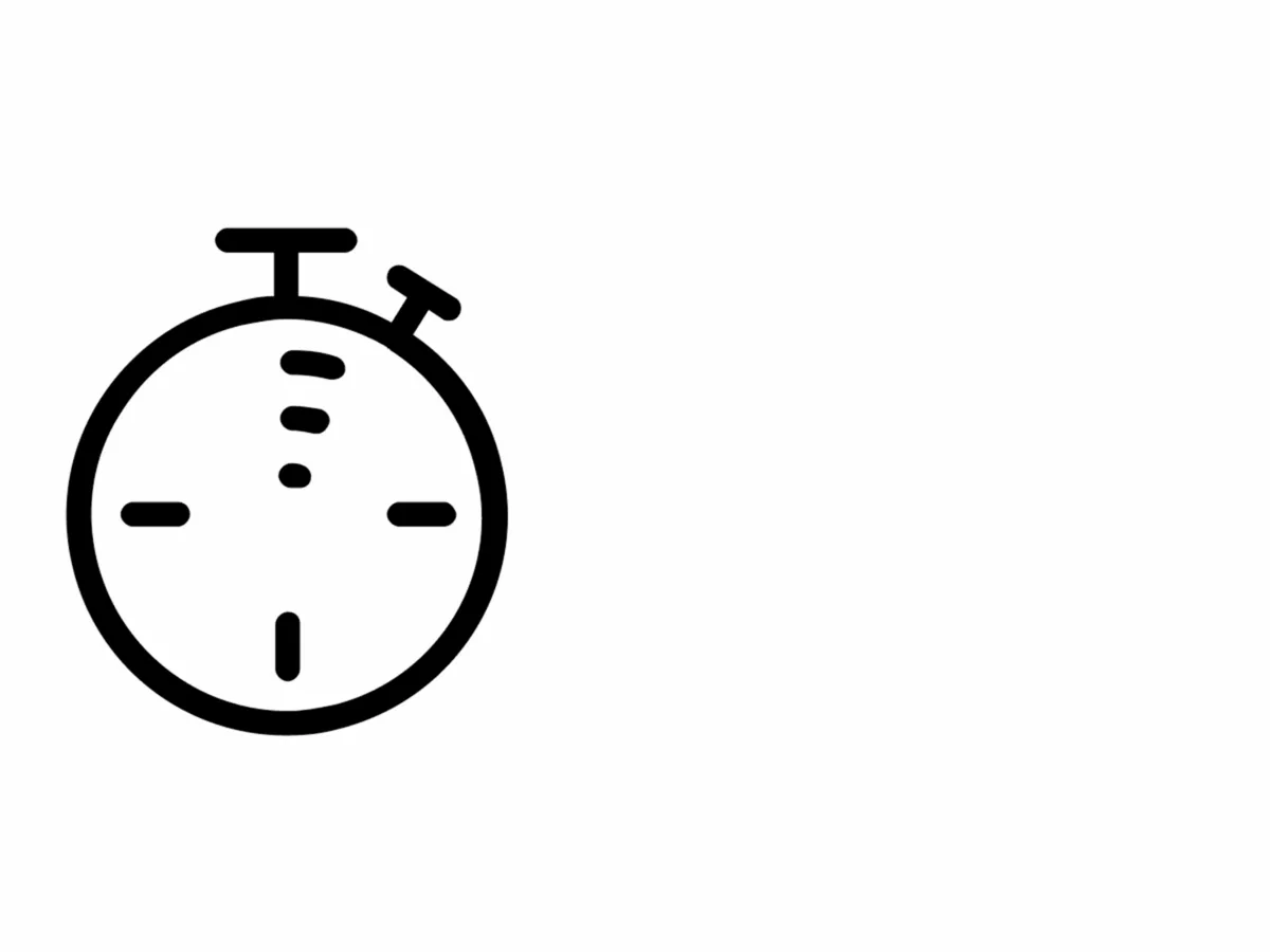 Icon depicting a stopwatch, symbolising no heat up time.