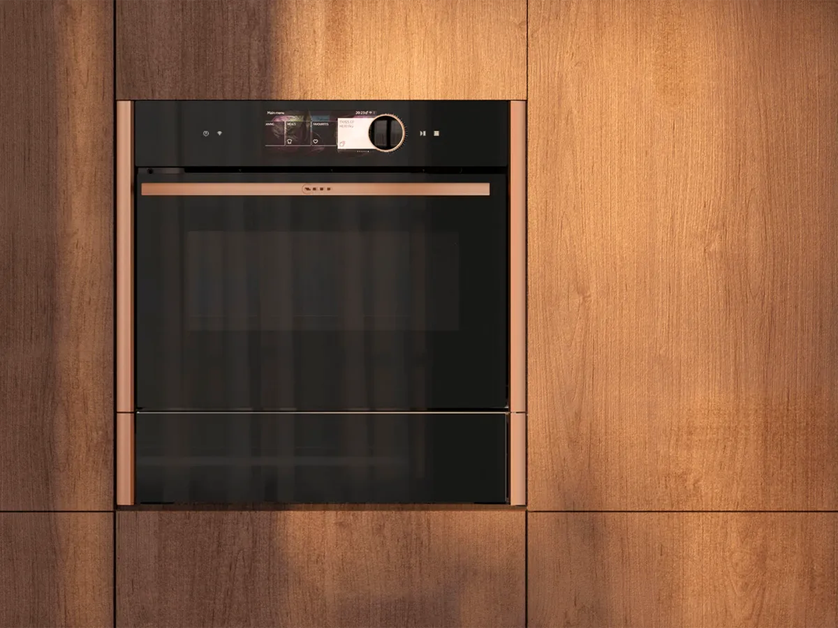 The NEFF oven with integrated microwave in a brown kitchen