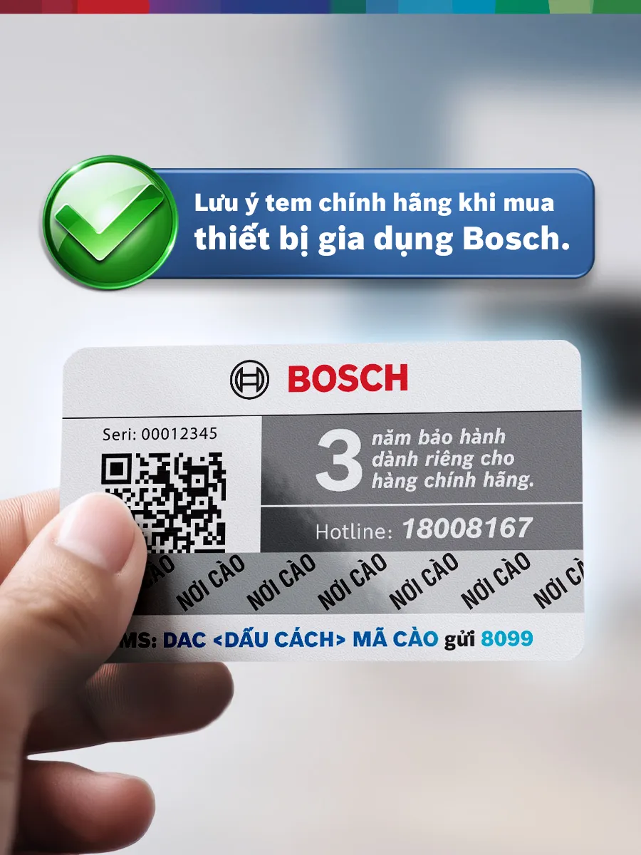 Hình ảnh tem chính hãng Bosch