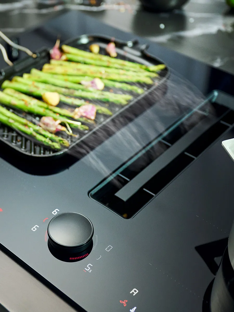 venting hob with powerful extraction