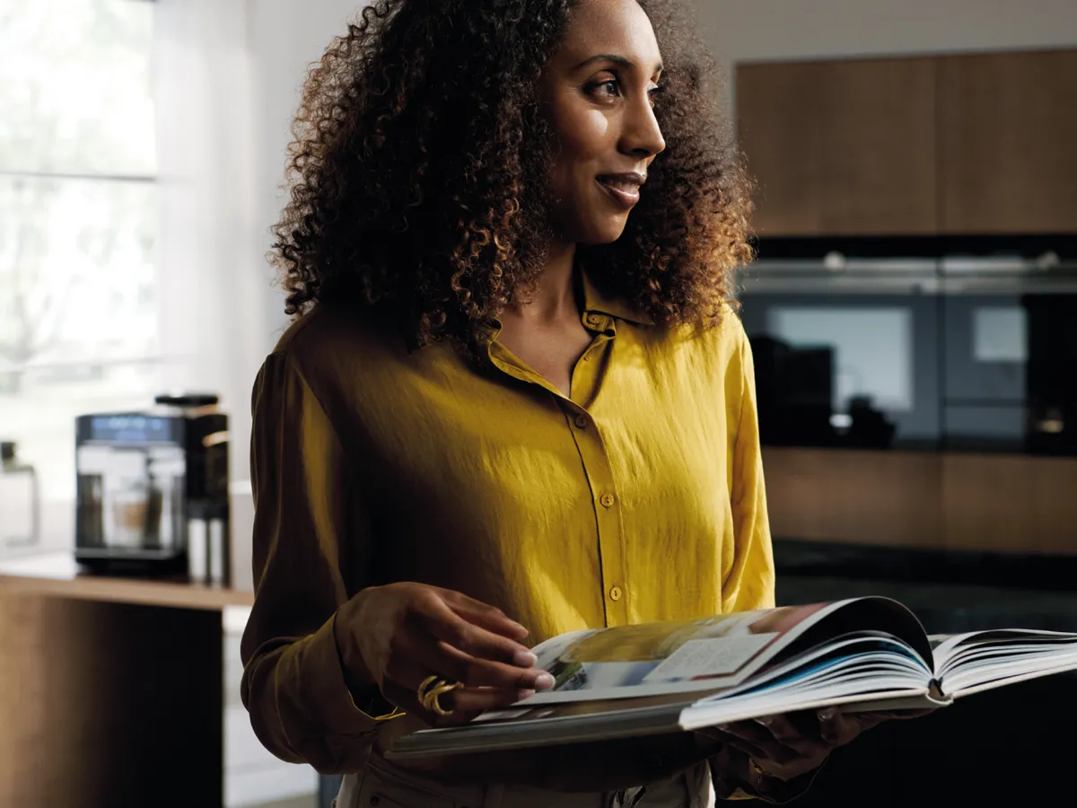 Woman with a manual.