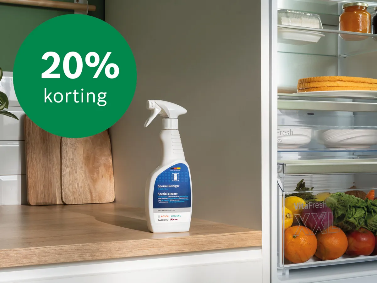 Nu 20% korting op geselecteerde accessoires en reinigingsmiddelen voor koel- en vriesapparatuur.