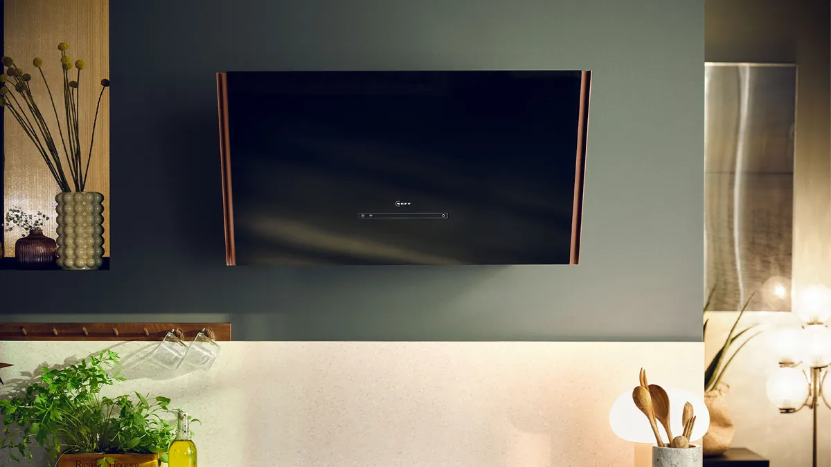 Angled hoods in modern kitchen interior