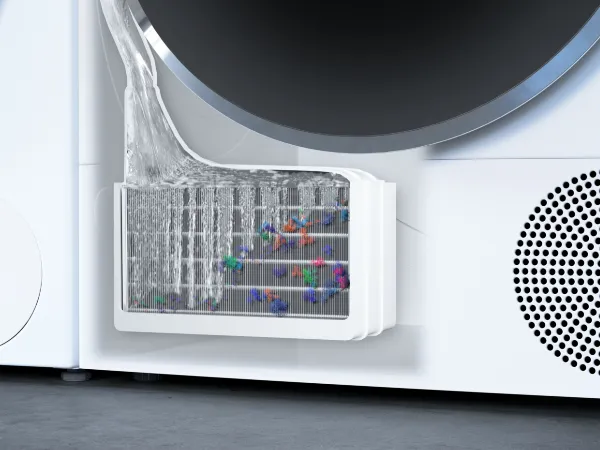 wasmachine Bosch met stapeltje kleding bovenop